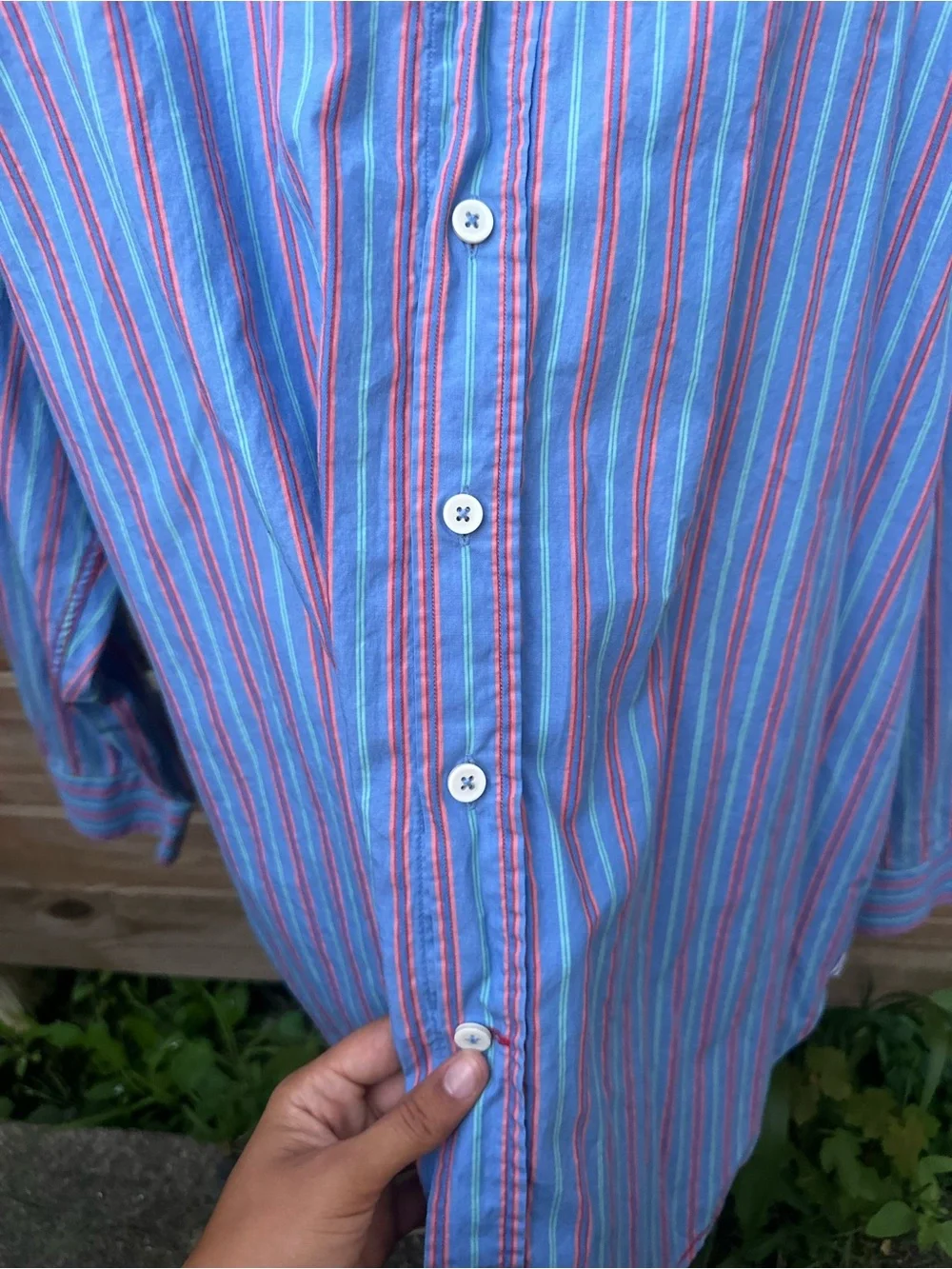 J. Crew Men's Multicolor Striped Button-Down Shirt (Blue & Pink)